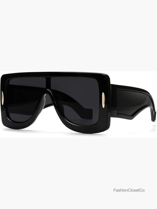 Oversized Flat Top Shield Sunglasses UV400 Protection Unisex main image 5